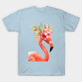 Flamingo Floral Crown T-Shirt